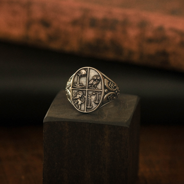 Four Virtues Signet Ring