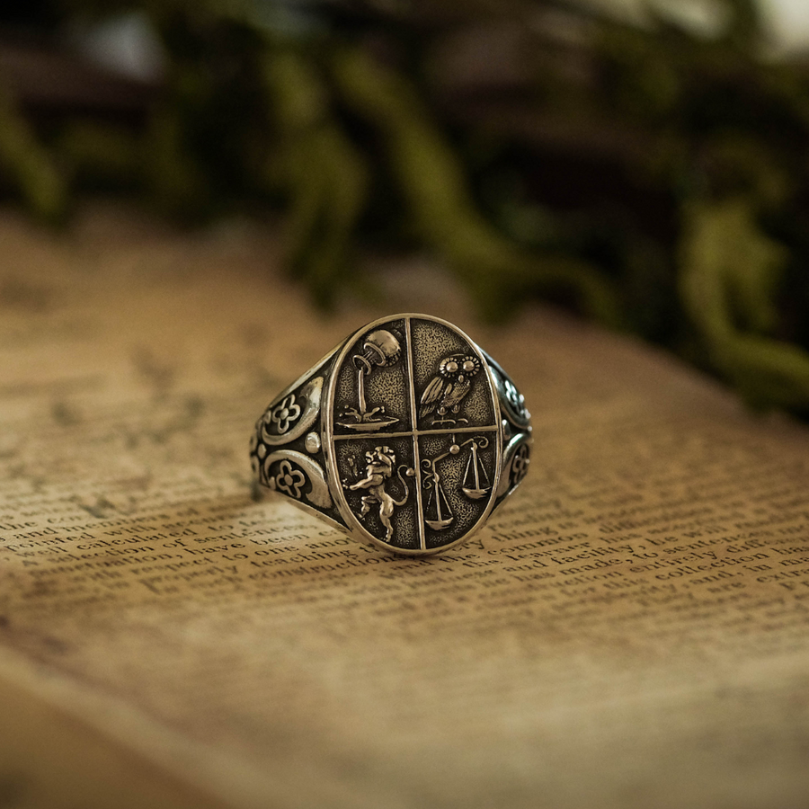 Four Virtues Signet Ring